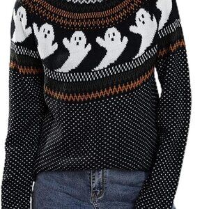 Women’s Casual Leopard Print Knitted Pullover Sweaters Long Sleeve Crew Neck Jum